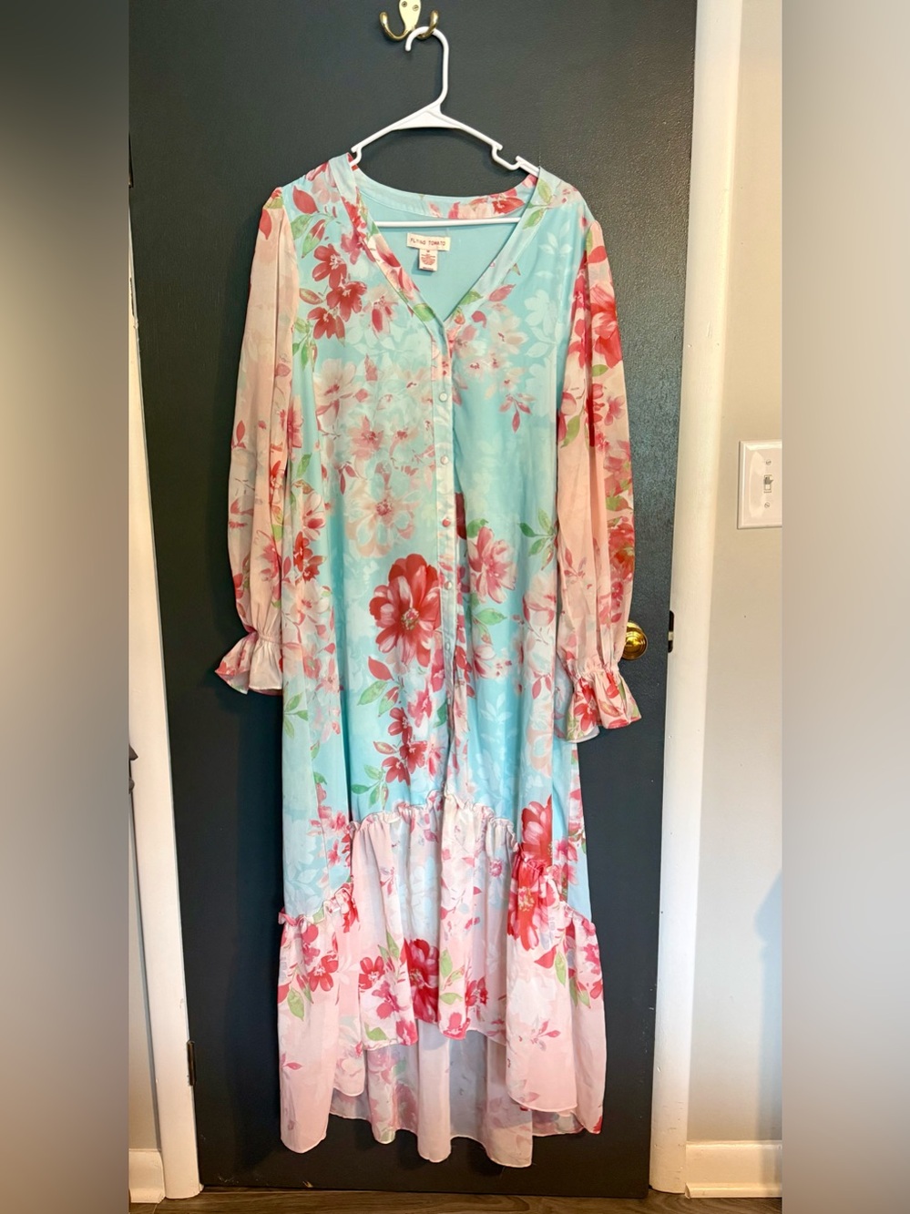 Flying Tomato Watercolor Floral High-Low Maxi Dress Style ID18571 Boho Medium